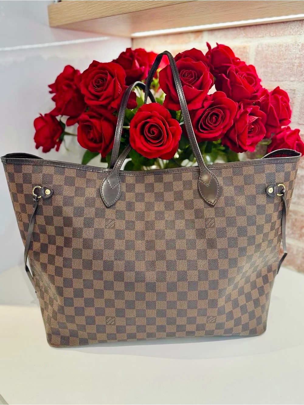 Louis Vuitton Neverfull GM N40597 Damier Ebene Tote Bag
